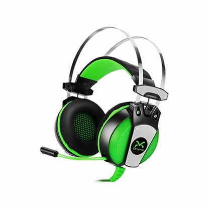 Gaming Headset with Microphone Droxio HADLOK - USB, Black/Green | GAMER CREST