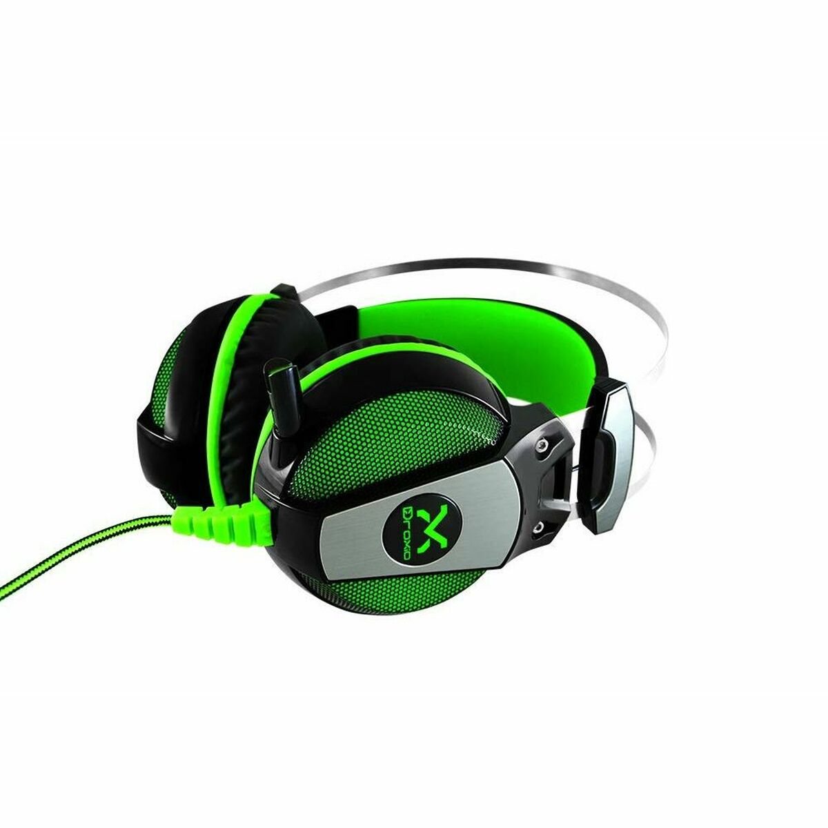 Gaming Headset with Microphone Droxio HADLOK - USB, Black/Green | GAMER CREST