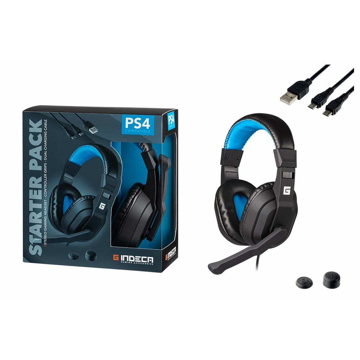 Gaming Headset with Microphone Indeca Starter Pack Black/Blue GC569 | GAMER CREST
